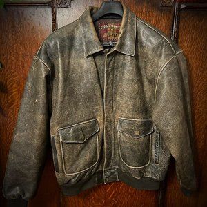 Vintage Global Identity G-III Leather Bomber Jacket Men Xtra Large -Black Lined